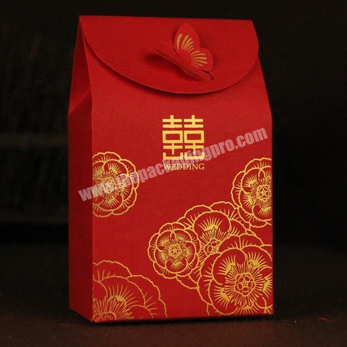 Custom Christmas Gift Box Wedding Festive Red Packaging Bag Party Candy Paper Bag