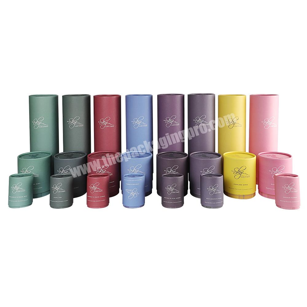 Custom Colorful Round Candle Box Design Perfume Cylinder Cardboard Kraft Tube Box