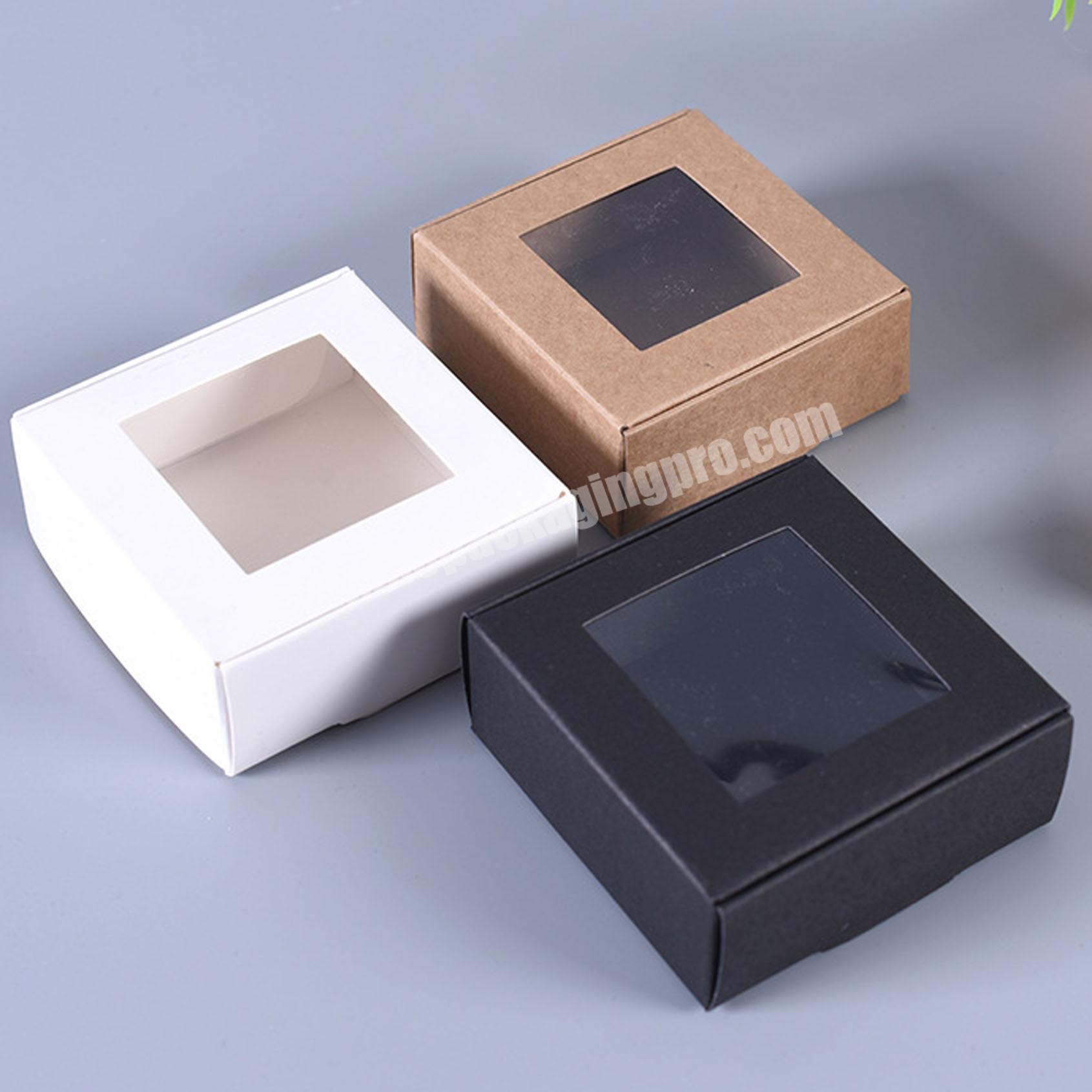 Custom DIY Handmade Brown Black Craft Folding Paper Box With Clear PVC Window