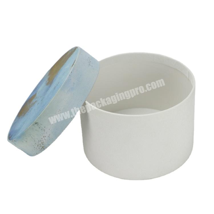 Custom Eco-friendly Big White Round Cardboard Flower Packaging Paper Box with Lid