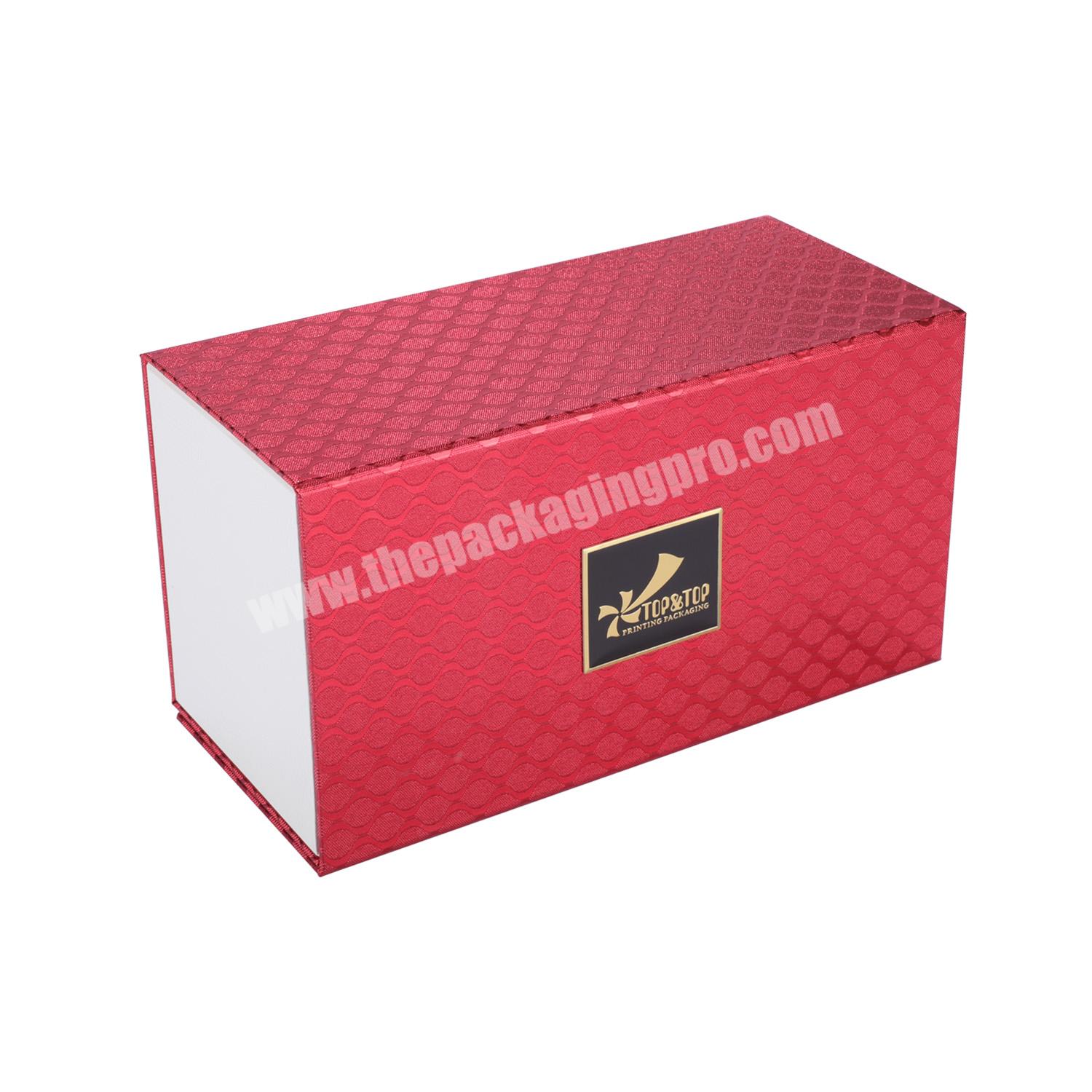 Custom Elegant rose Red Large Rectangle Folding Box Cardboard Packaging Embossing Printing Logo