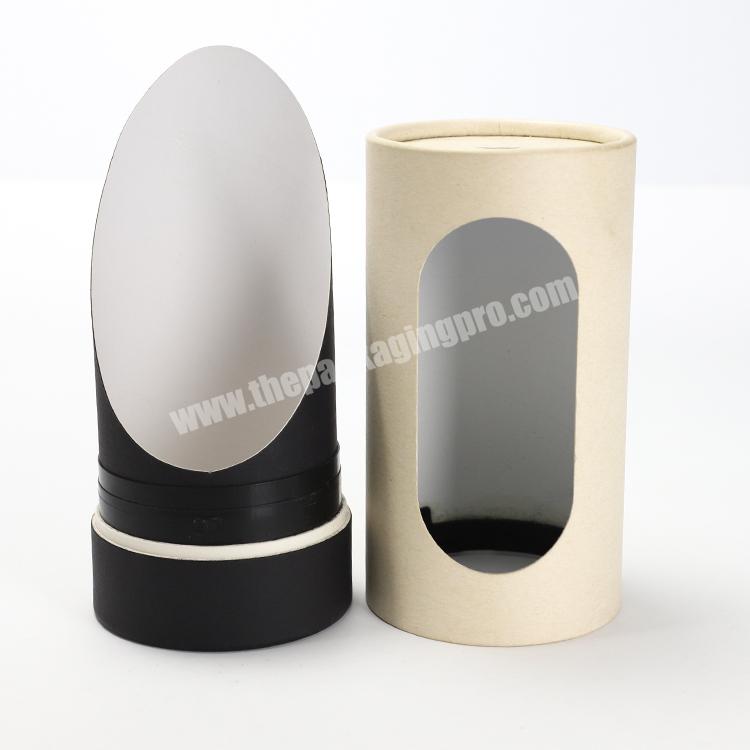 Custom Empty Black Brown Kraft Paper Candle Package Deodorant Cardboard Round Cylinder Tube Paper Tube Make Up Packaging