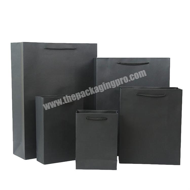 Custom Hot Stamping Spot UV Logo Black Clothes Store Retail Gift Packaging Carry Shopping Paper Bags