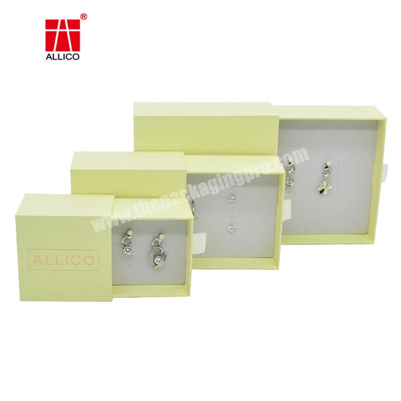 Custom LOGO luxury earrings ring necklace jewelry packaging box yellow drawer jewelry packaging box