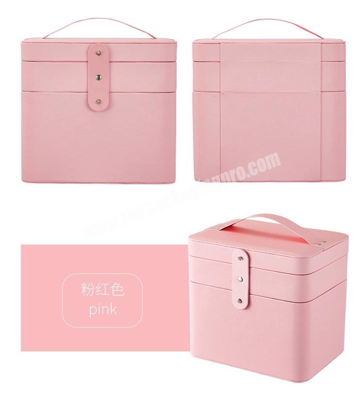 Custom Large Capacity luxury portable double drawer dustproof cosmetic organizer storage jewelry box with mirror
