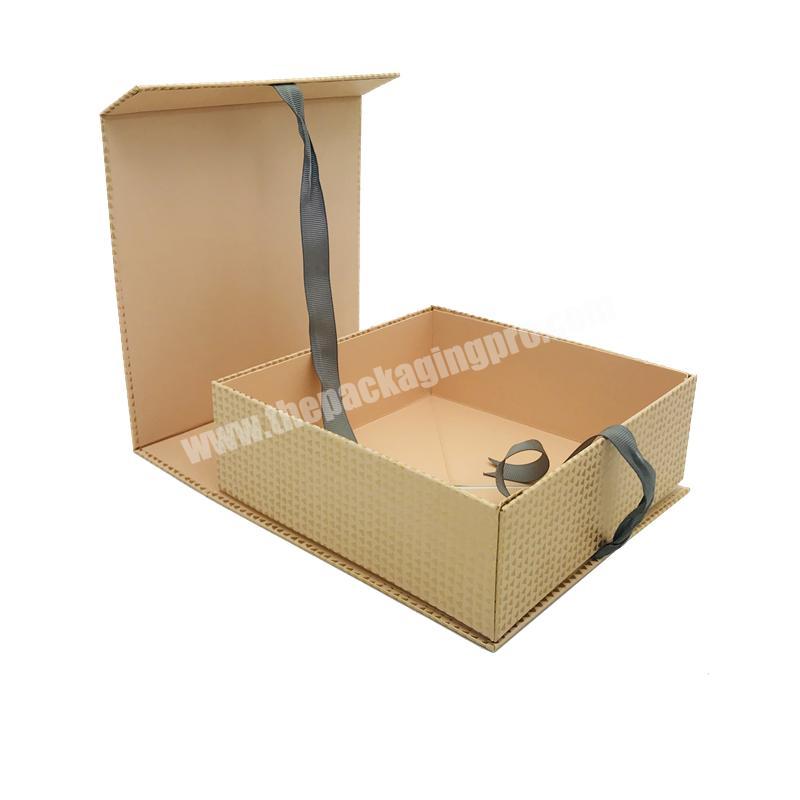 Custom Large Magnet Ribbon Foldable Luxury Gift Cardboard Packaging Folding Shipping Box For Clothes