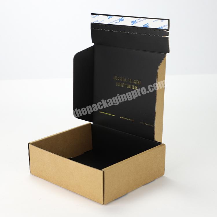 Custom Logo 3-Ply E B Flute Corrugated Paper Shipping Mailer Box Foldable Flat Cardboard Kraft Paper Clothes Box with Sticker