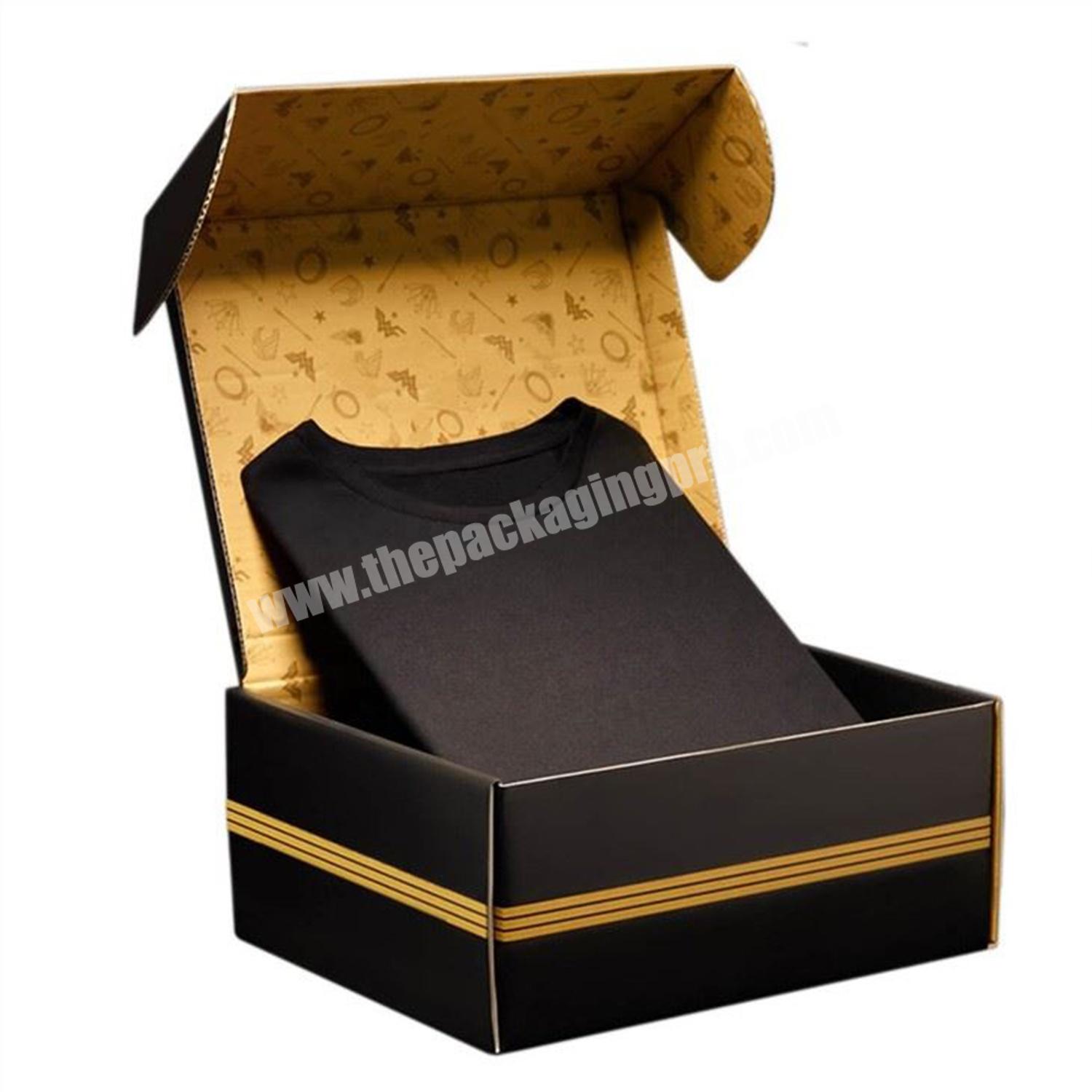 Custom Logo Black Corrugated Carton Box Mailer Shipping Box Apparel Packaging For Dress Cloth Underwear Shirt Mailer Gift Box