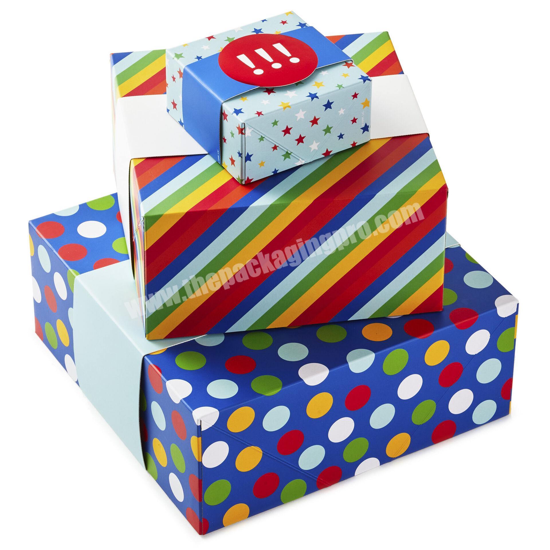 Custom Logo CCNB Birthday Gift Box With band Color For Girl And Boy Lid And Bottom Box Package