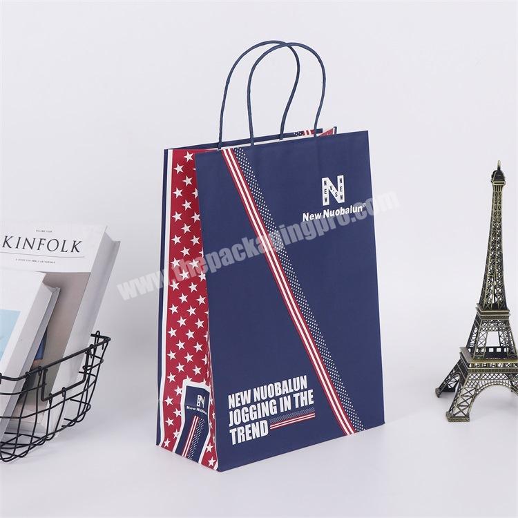 Custom Logo CMYK Printing Twisted Paper Handle Recycled Gift Shopping Carrier Kraft Paper Bag