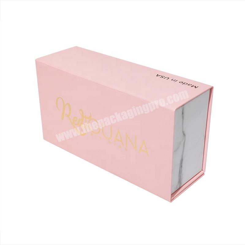 Custom Logo Color Printing High Quality Eco Friendly Gift Paper Packaging Box Golding Stamping Magnetic Pink Packing Box