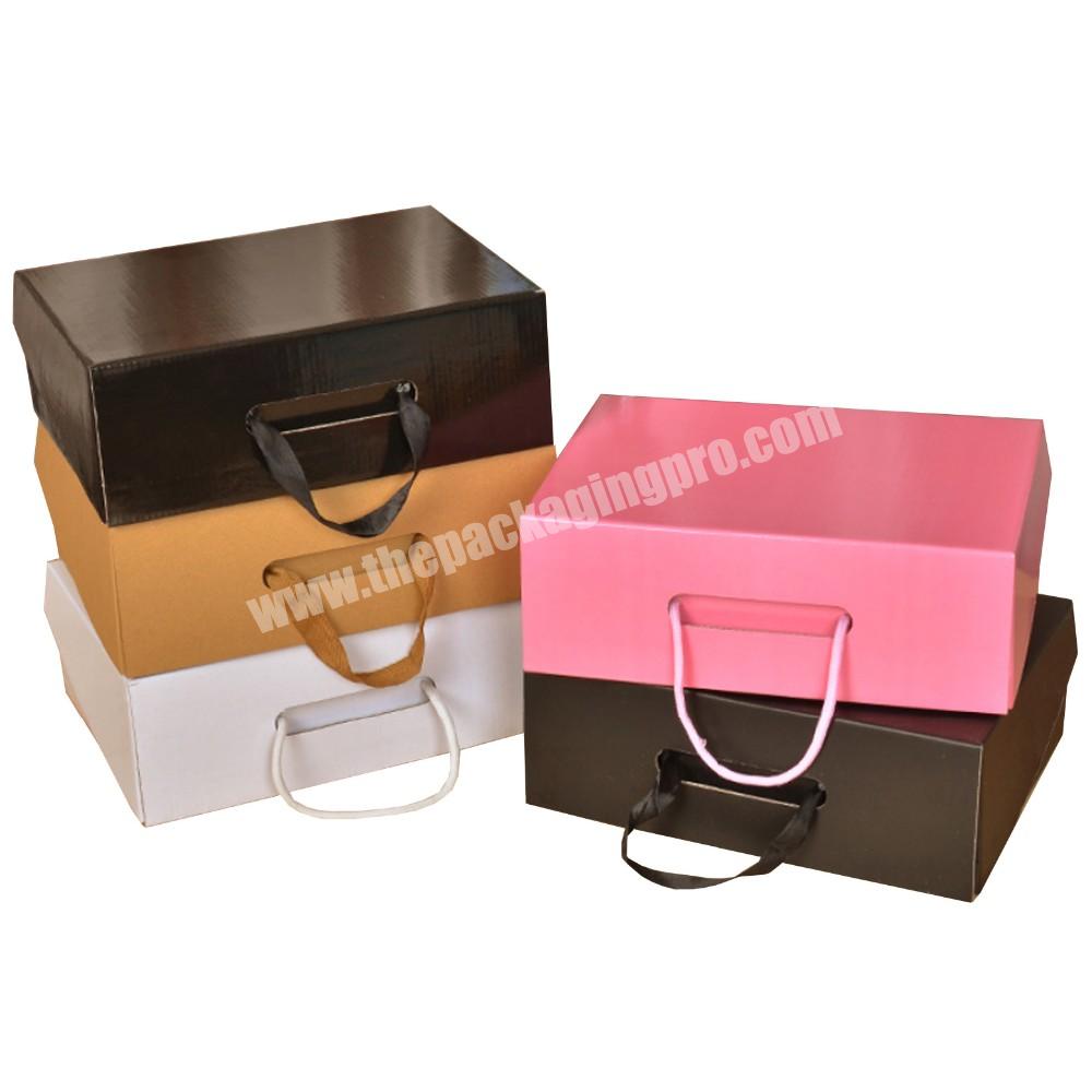 Custom Logo Foldable Beige Pink Wig Hair Salon Eyelash Jewelry Paper Baby Shoes Box Carton With Handle