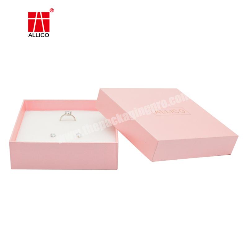 Custom Logo Jewelry Packaging Earring Necklace Luxury Cardboard Lid And Base Jewelry Box With Velvet Insert For Wedding Necklace