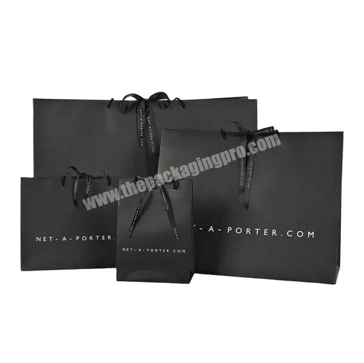 Custom Logo Large Cardboard Shopping Bags Small Jewelry Matt Black Shopping Paper Gift Bag With Handle