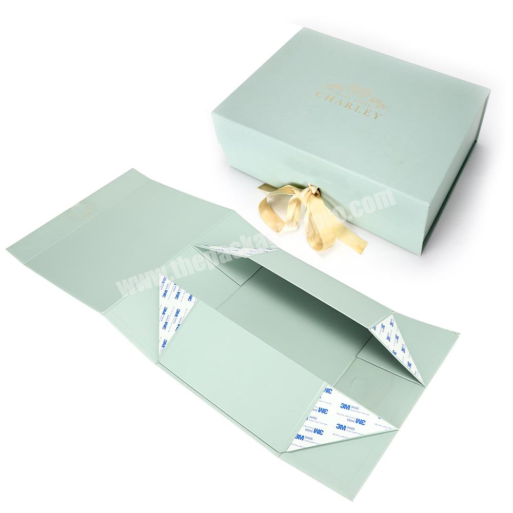 Custom Logo Large Foldable Cardboard Empty Gift Box with Magnet Lid Design Luxury Blue Wedding Dress Box Packing Wholesale