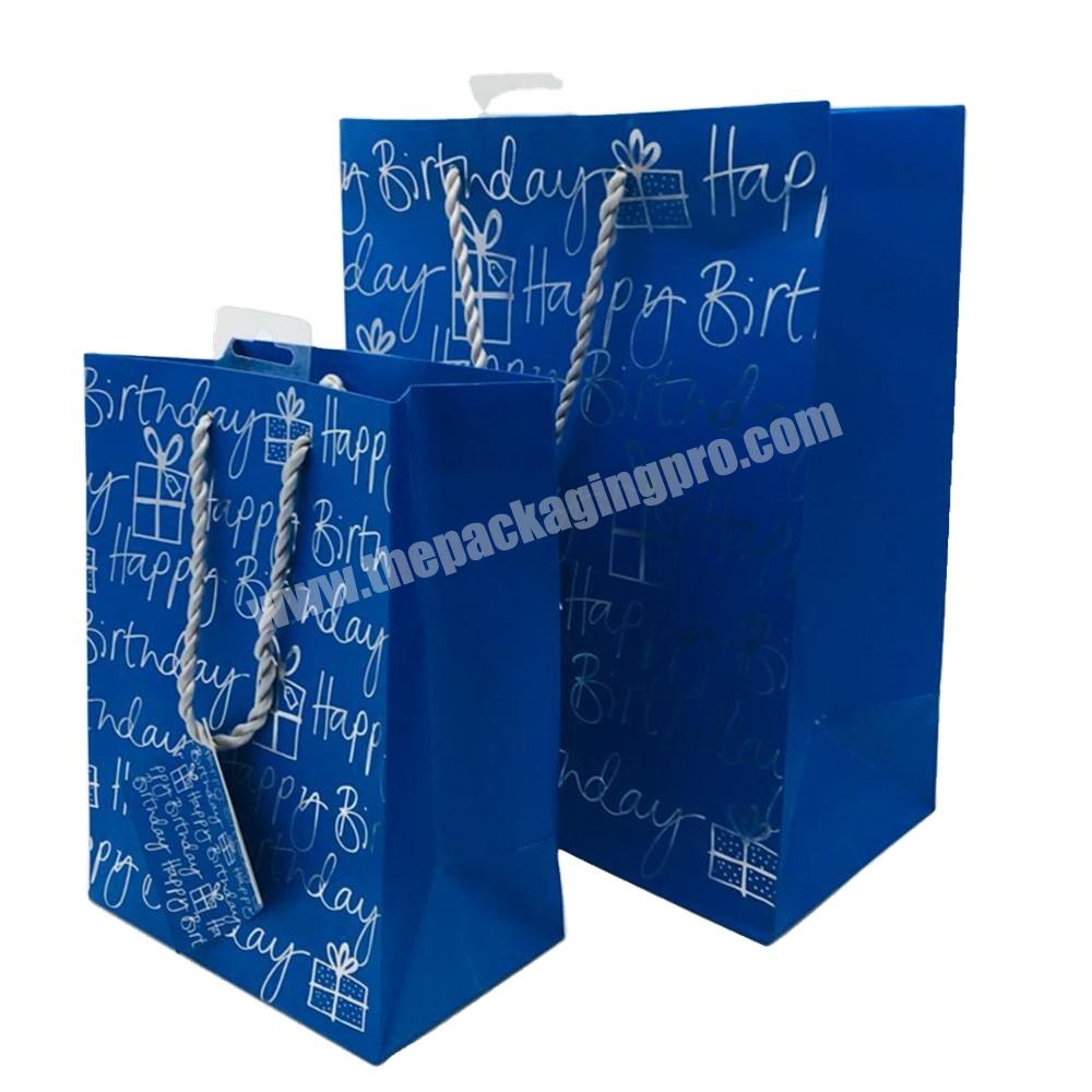 Custom Logo Luxury Blue Black White Brown Craft Gift Shopping Paper Bags with Handle
