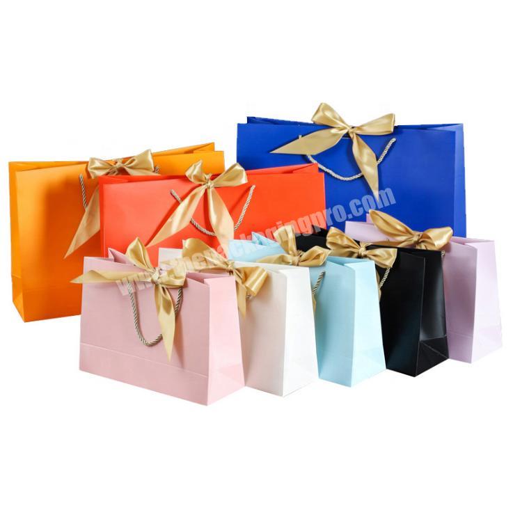 Custom Logo Luxury Gift Bags Clothing Shopping Bags Paper Bags With Ribbon