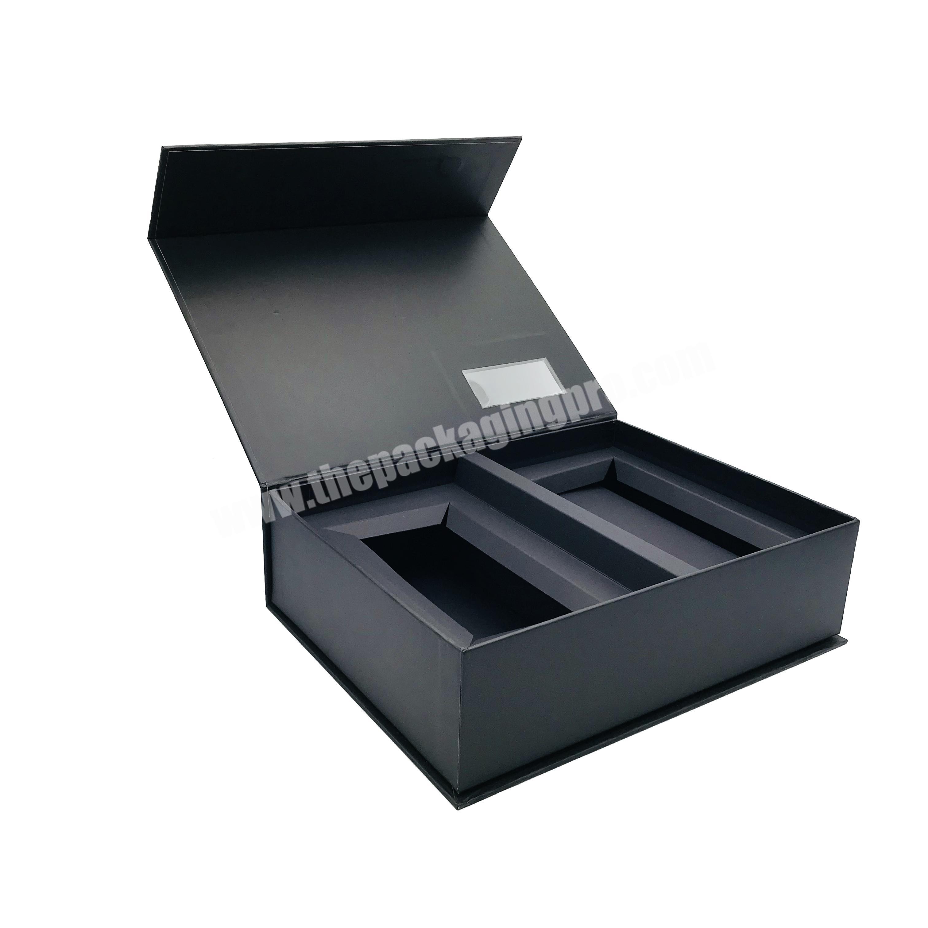 Custom Logo Luxury Rigid Magnetic Black Folding Book Shaped Closure Lid Paper Box Packaging Flip Cardboard Box Gift Box