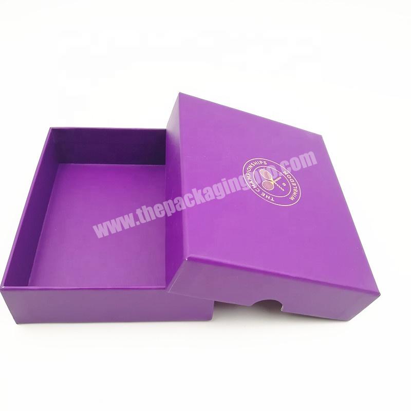Custom Logo Purple Rigid Hard Case Cardboard Packaging Lid And Base Rigid Paper Gift Box Packaging