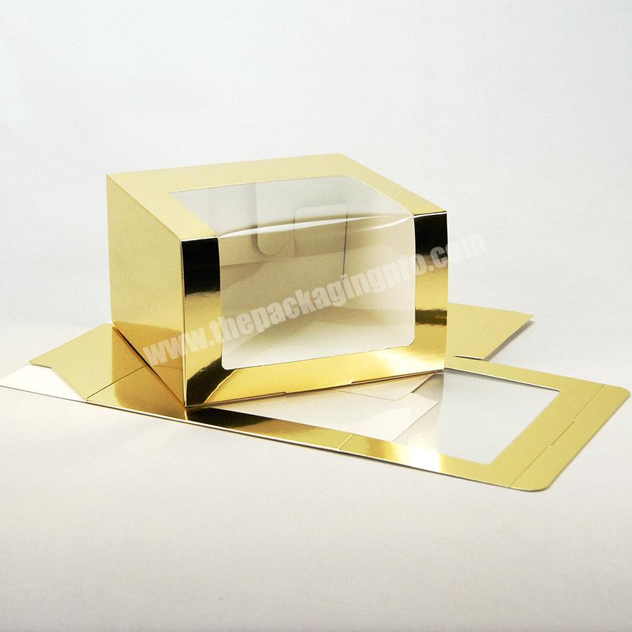 Custom Logo Square Gold Paper Baseball Hat Packaging Box With PVC Window