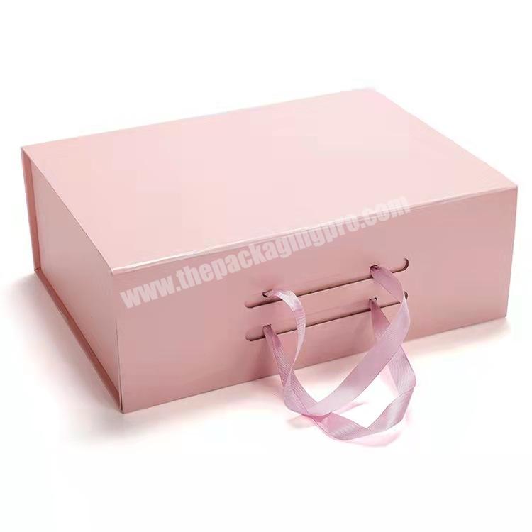Custom Logo Wedding Gift Box with Changeable Ribbon and Magnetic Closure for Luxury Packaging Fold Sturdy Storage Box