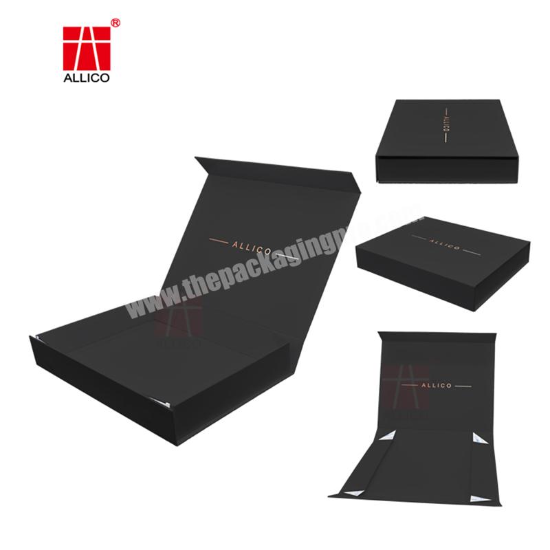 Custom Logo Wholesale Luxury Black Magnet Paperbox Wigs Clothing Carton Folding Magnetic Gift Box Packaging Paper Boxes