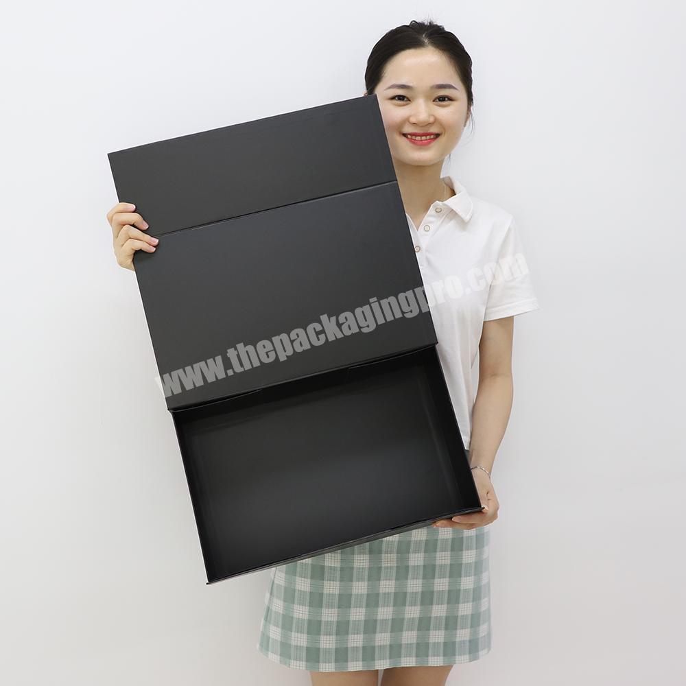 Custom Luxury Big Black Collapsible Wedding Dress Cajas De Embalaje Regalo Packaging Magnetic Closure Folding Gift Paper Box