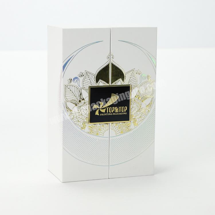 Custom Luxury Perfume Packaging Design Logo Gold Staming Rigid Paper Gift Box with Insert