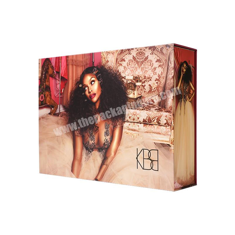Custom Magnetic Wig Box Cosmetic Hair Packaging Box With Silk Cloth insert Printed Cardboard Boxes