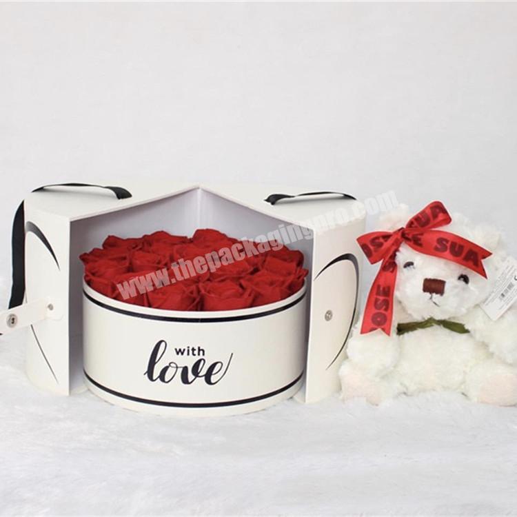 Custom Paper Soap Rose Flower Gift Packaging Box For Gifts Flower Bear Packaging Box Sets With Ribbon Gift Box