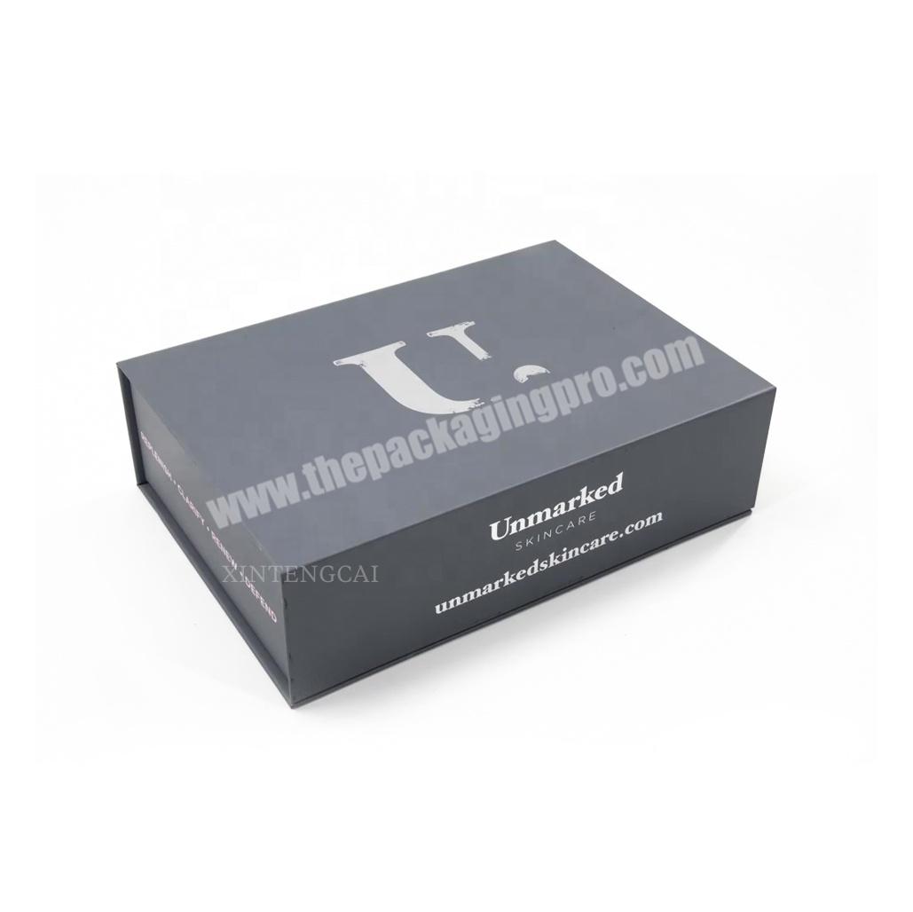 Custom Printed Handmade Luxury Rigid Paper Cardboard Black Matte Magnetic Closure Gift Box for Cosmetic Skincare Packaging