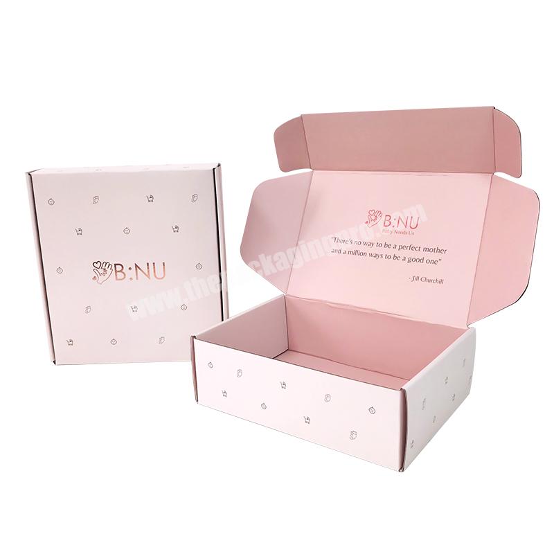 Custom Printed High Quality Logo Corrugated Pink Shipping Mailing Cardboard Recycled Apparel Mailer Packaging Paper Box