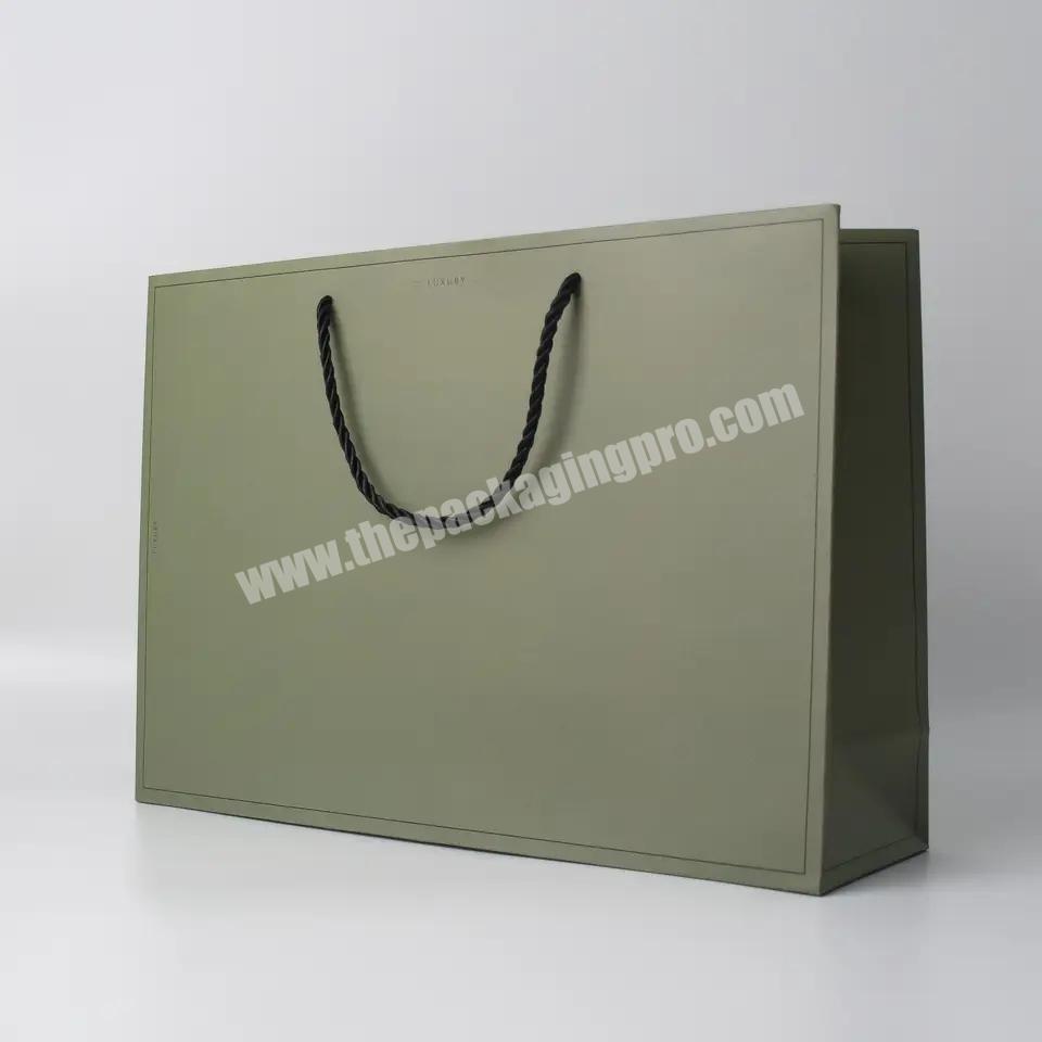 Custom Printed Luxury Shopping Gift Paper Bag Packaging Clothing Reusable Black Art Paper Bag
