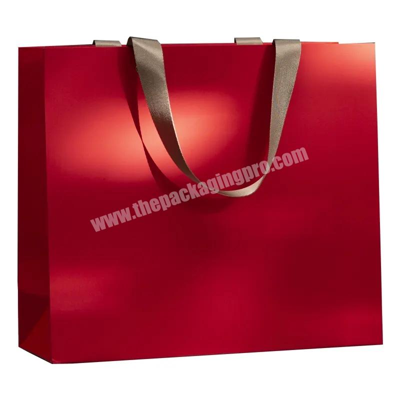 Custom Printed Paper Bags Luxury Matt Red Gift Bags Eco Friendly Shopping Bag Kraft Paper With Handles