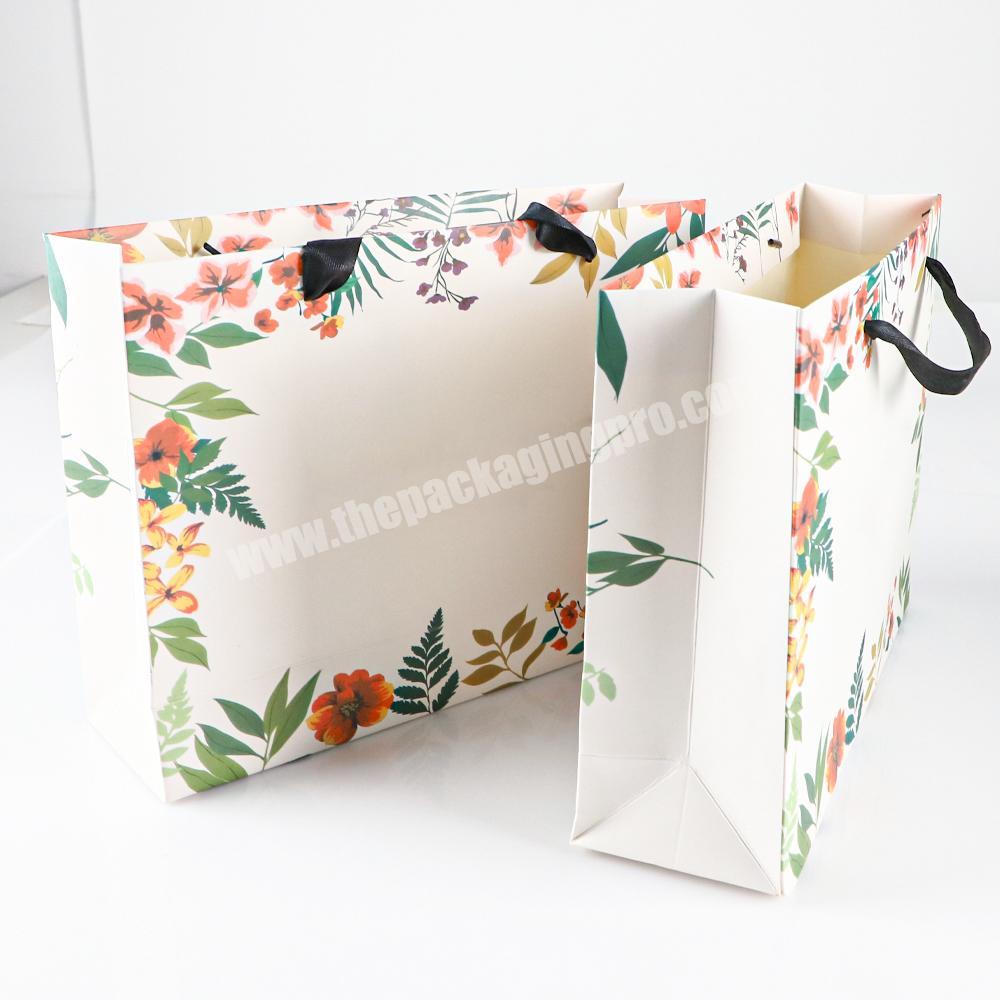 Custom Printed Ribbon Handle Cardboard Packaging Tote Bags Bolsas Black Matte Retail Luxury Gift Paper Shopping Bag with Logos