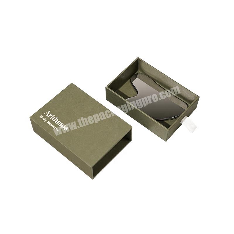 Custom Printing Hard Rigid Cardboard Luxury Sliding Box With Ribbon Gift Sleeve Drawer Box Packaging for Facial Scraping Board