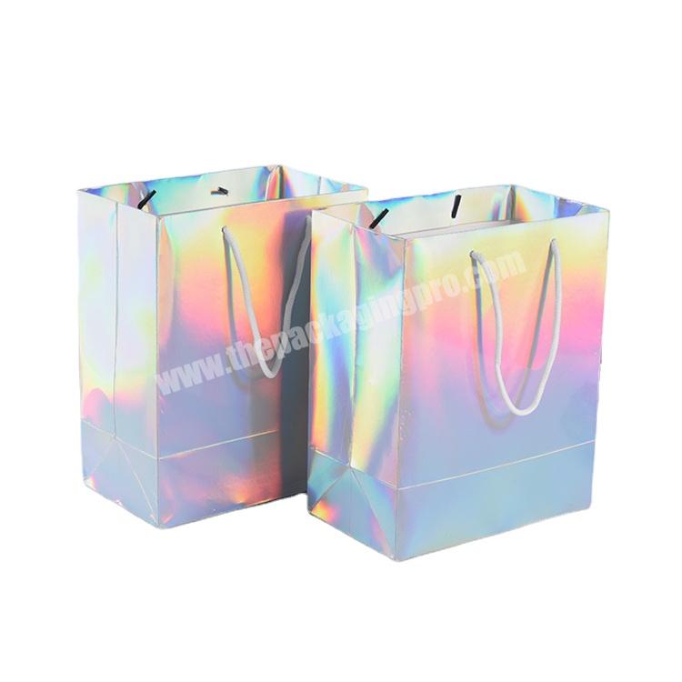 Custom Printing Recyclable Holographic Shopping Bag Gifts Shopping Laser Color Special Paper Bags
