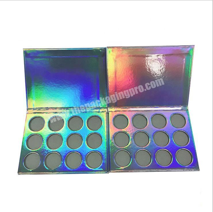 Custom Rainbow Holographic Makeup 12 Color Eyeshadow Palette Packaging Box