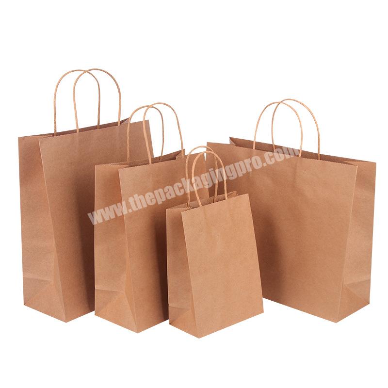 Custom Size Brown Gift Craft Package Handle Shopping Carrier Kraft Paper Bag with Logo Printed