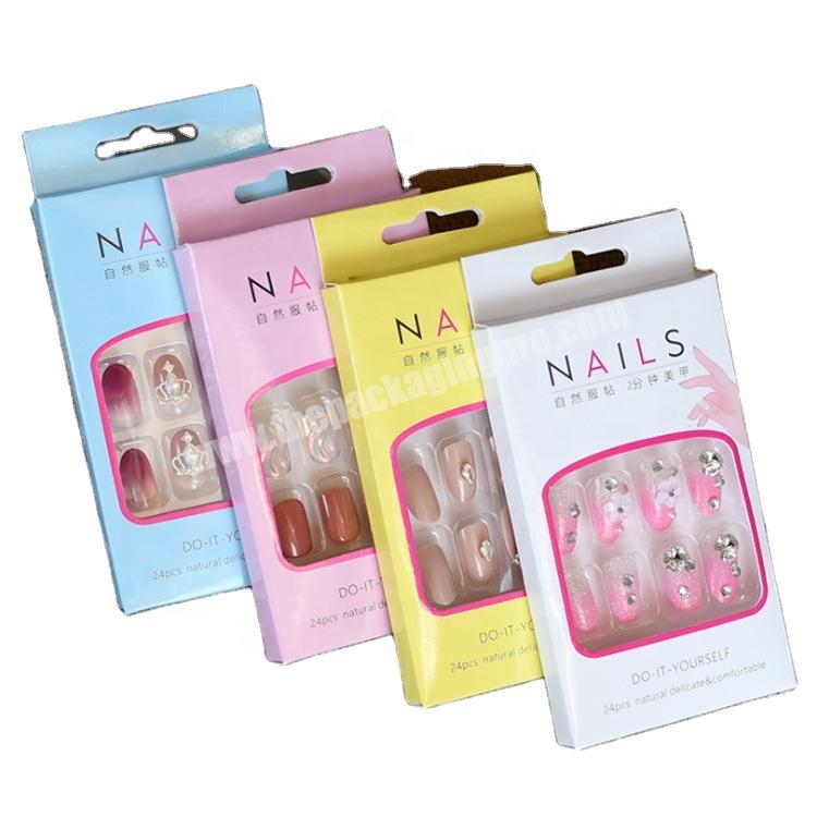 Custom Small False Nail Packaging Boxes With Window Retail Artifaical Nails Press On Nail Packaging Box