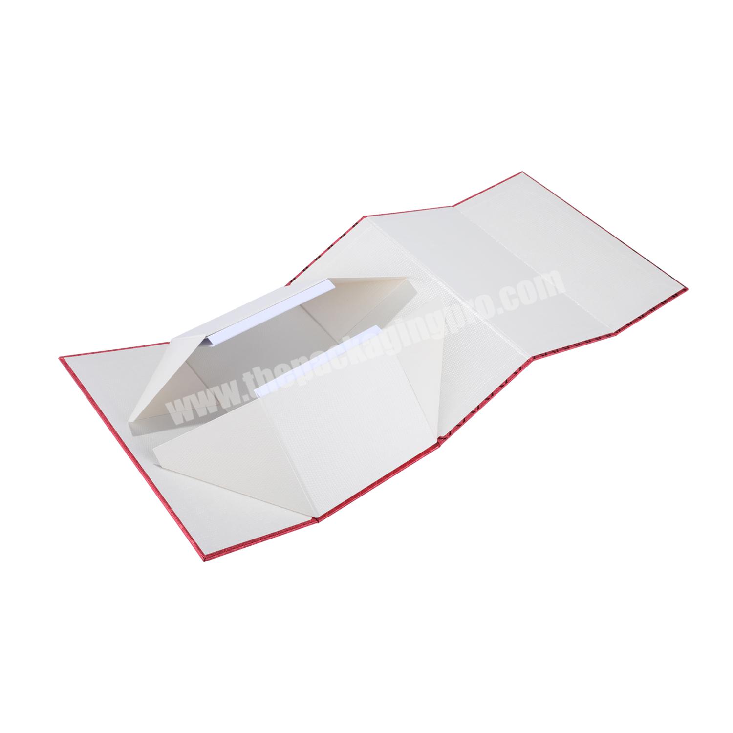 Custom Special Paper Foldable Magnet Box Design Deep Red Folding Paperboard Gift Packaging Box Wholesale