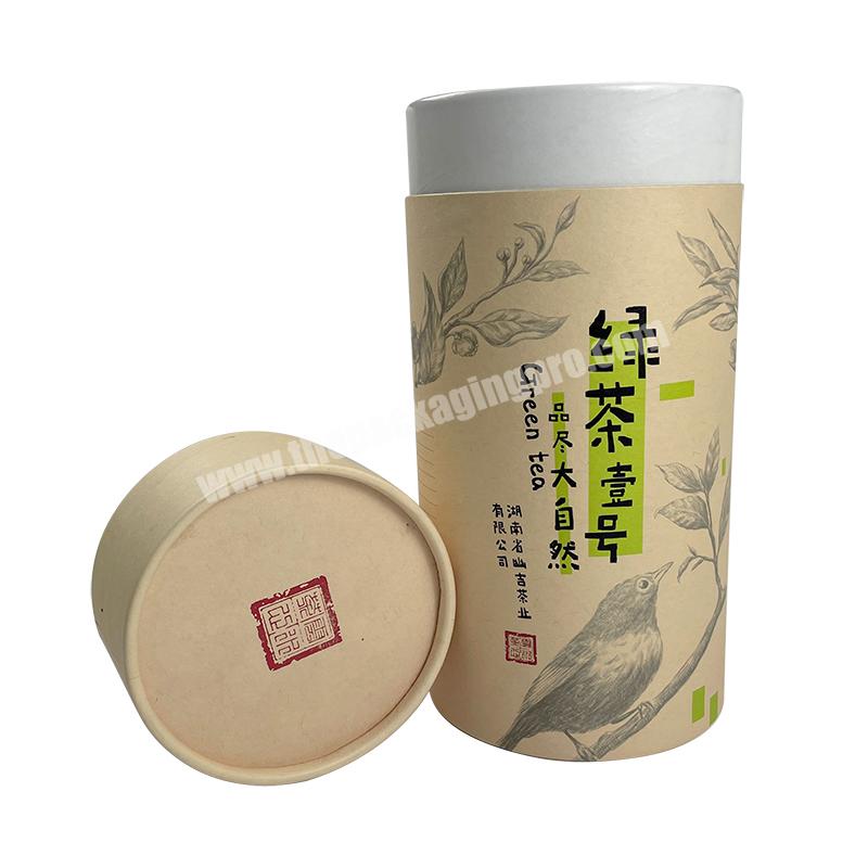 Custom Tea paper tube packaging food grade cardboard cylinder container for tea kraft round box packaging