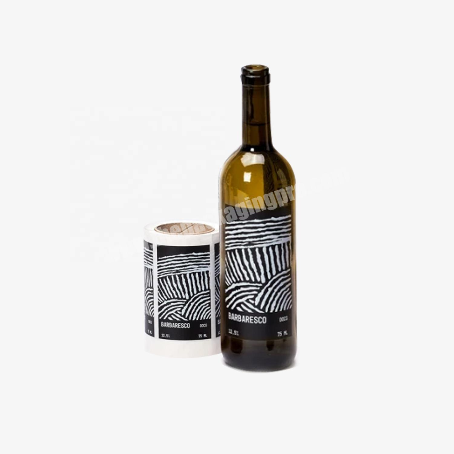 Custom Textured Paper Hot Stamping Waterproof Wine Bottle Labels Embossment Labels For Glass Bottle
