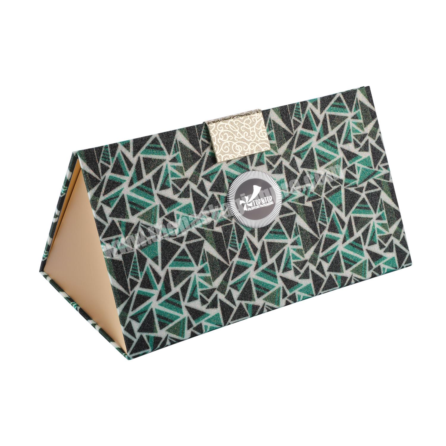 Custom Triangle Luxury Magnetic Gift Box Rigid Cardboard Cosmetic Packaging Folding Flat Paper Box