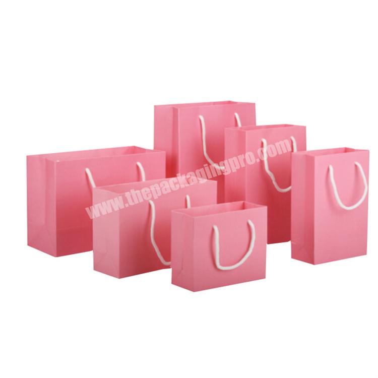 Custom Your Own Logo Pink Laminated Tote Women Cosmetic Clothing Shopping Mall Gift Packaging Paper Bag