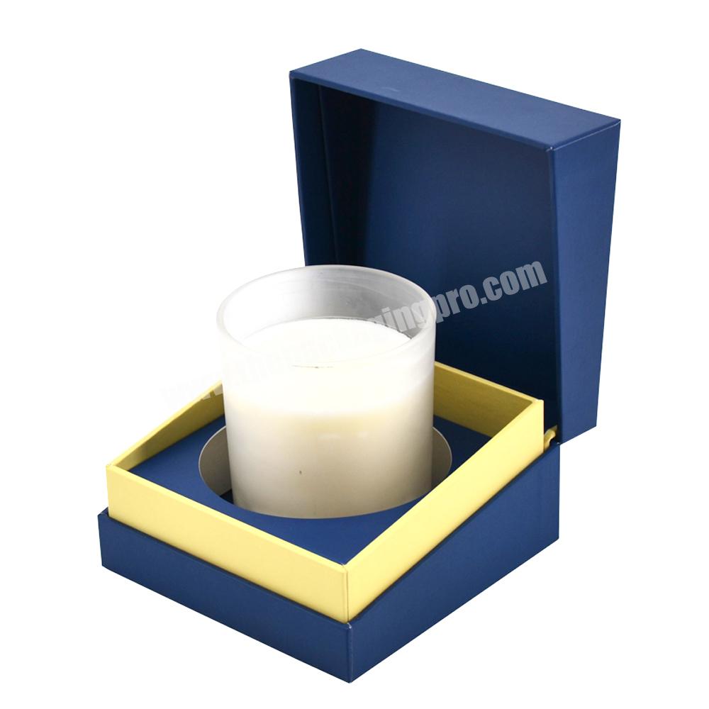 Custom candle vessels with lids and box coloured candle glass jars gift packaging inserts 3 wick large box round candle gift box