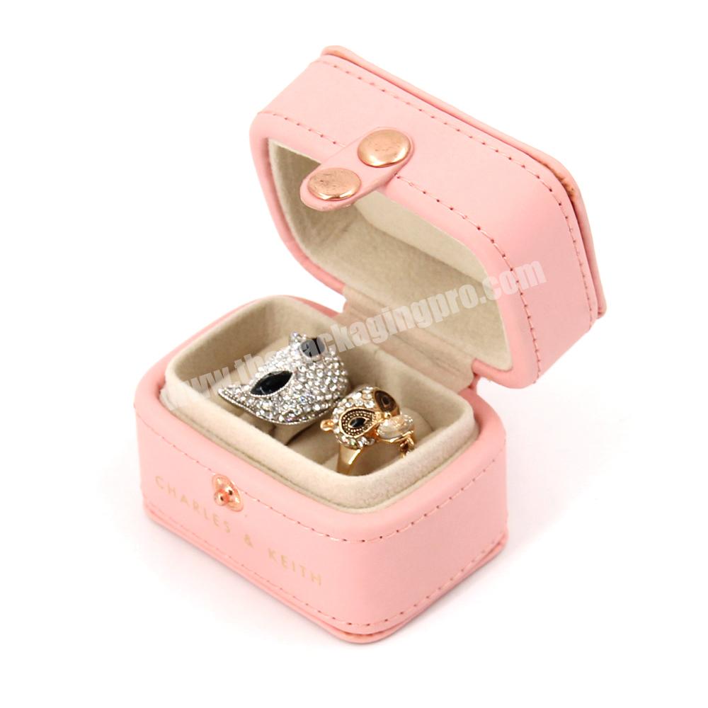 Custom design jewelry organizer packaging with mirror jewelry ring gift box zipper personalized gift leather ring jewelry boxes