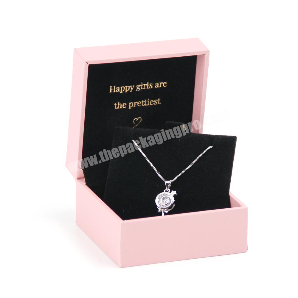 Custom design luxury pink flip magnetic jewelry box cardboard paper mini jewelry box packaging necklace ring jewelry paper box
