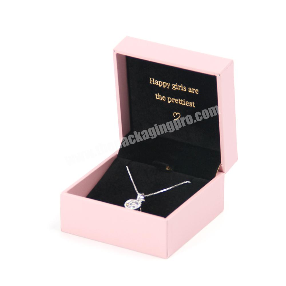 Custom design ring necklace packaging jewelry box earring luxury girls rings box sets packaging ring pink ribbon jewelry box