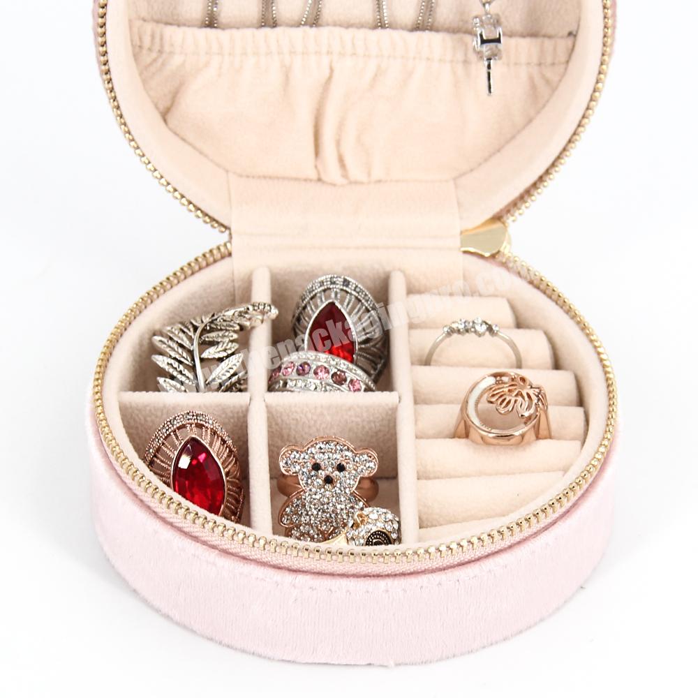 Custom eco cardboard elegant pink velvet travel ring packaging jewelry boxes with logo velvet ring box luxury jewelry gift box